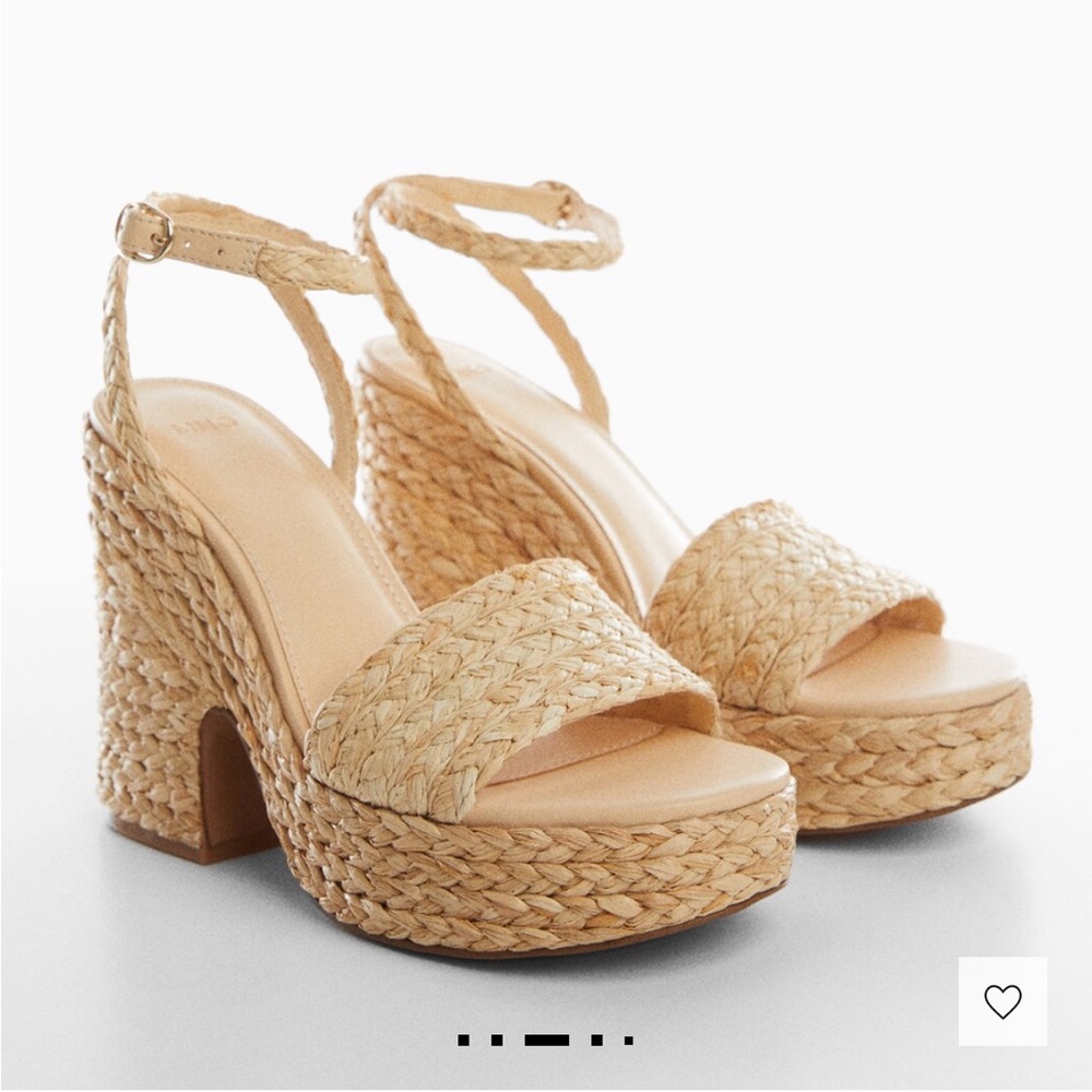 Mango Braided Rafia Platform Sandals